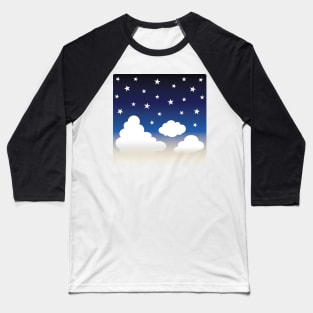 Clouds | Stars | Gradient | White Blue Yellow | Dark Baseball T-Shirt